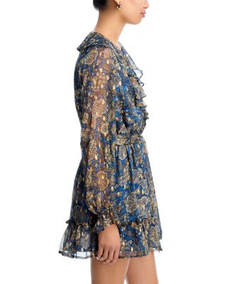 Metallic Ruffle Trim Boho Dress - Exclusive