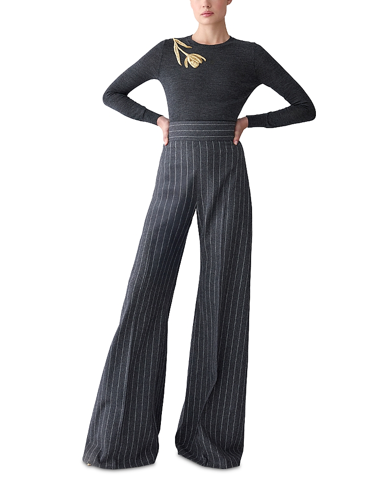 Carolina Herrera Embroidered Crewneck Sweater In Black