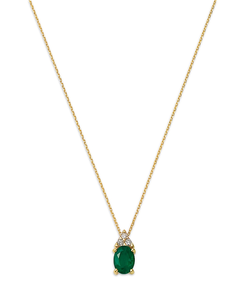Bloomingdale's Fine Collection Bloomingdale's Fine Jewelry Emerald & Diamond Pendant Necklace In 14k Yellow Gold, 16 In Multi
