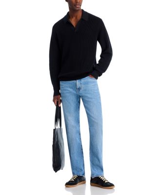 Cotton Shaker Stitch Johnny Collar Sweater Polo