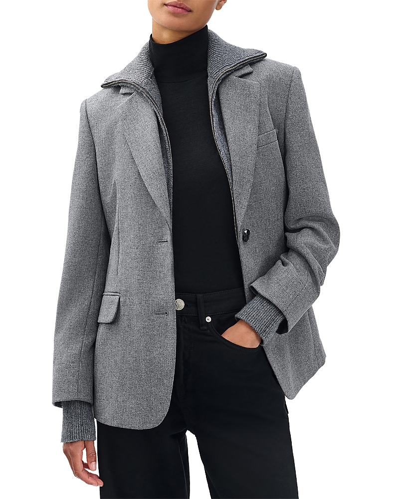 Rag & Bone Frank Mixed Media Blazer In Gray