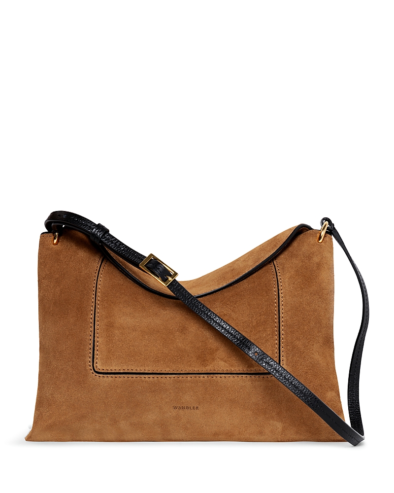 Wandler Mini Penelope Suede Flap Shoulder Bag In Brown