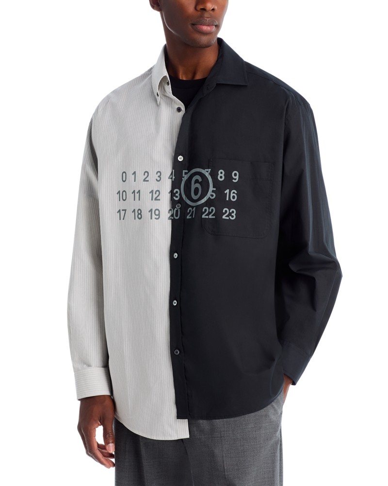 MM6 Maison Margiela Two Tone Button Down Shirt in Black