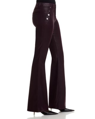 Helena High Rise Coated Flare Jeans in Blackberry