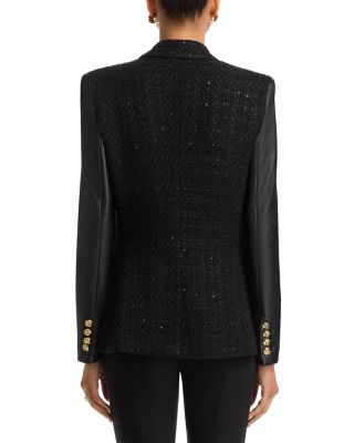 Emilio Faux Leather Tweed Blazer