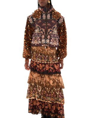 Mixed Scarves Ruffled Maxi Skirt