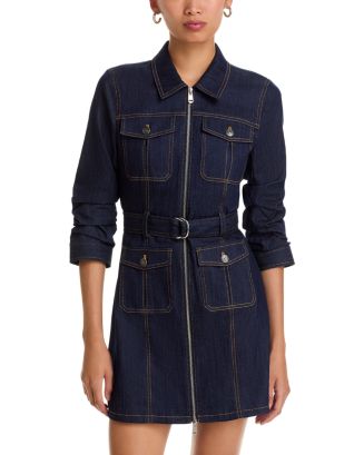 denim button down dress womens Allegra K Dresses Collar V Neck Long Sleeve Jean long gown Hannah Denim Mini Dress This hardworking piece offers Size:IC