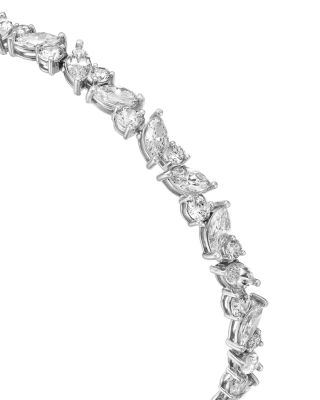 Certified Lab Grown Diamond Marquis & Round Cluster Tennis Bracelet in 14K White Gold, 8.58 tcw