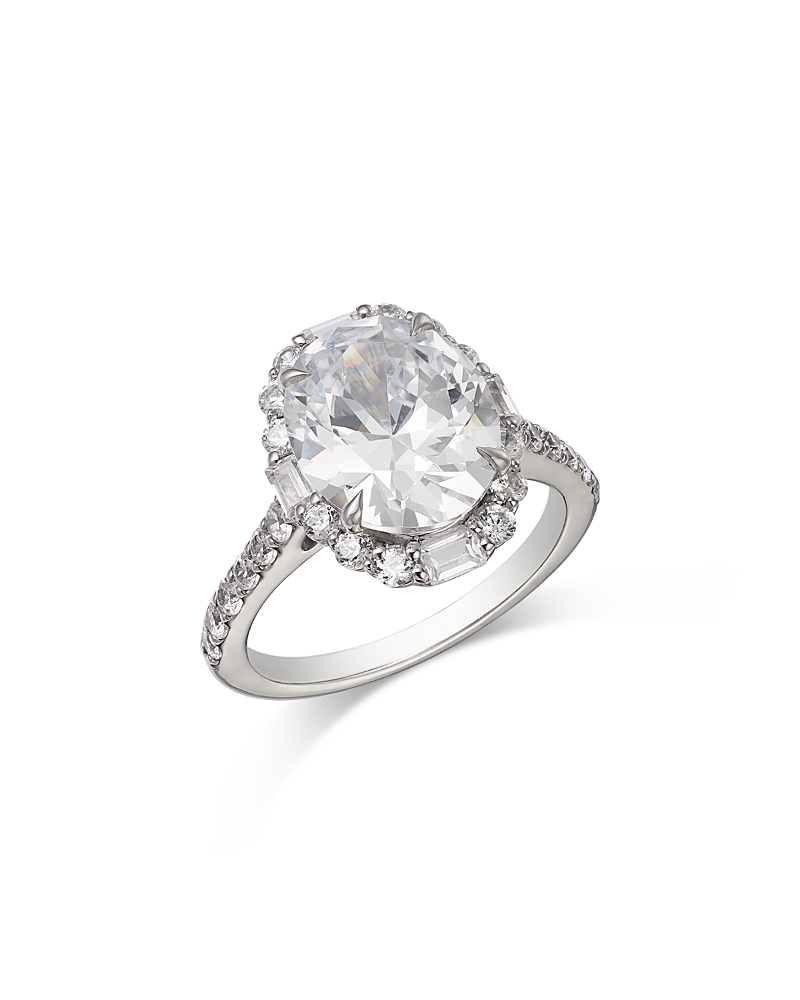 Bloomingdale's Fine Collection Certified Lab Grown Diamond Oval Halo Engagement Ring In 18k White Gold, 6.0 Tcw In White
