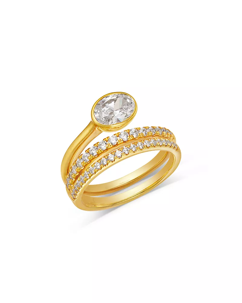 Bloomingdale's Fine Collection Certified Lab Grown Diamond Oval & Round Bypass Ring in 14K Yellow Gold, 2.0 tcw