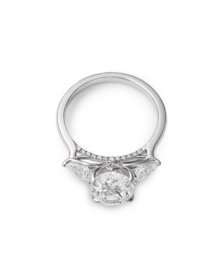 Certified Lab Grown Diamond Oval & Pear Engagement Ring in 18K White Gold, 4.0 tcw