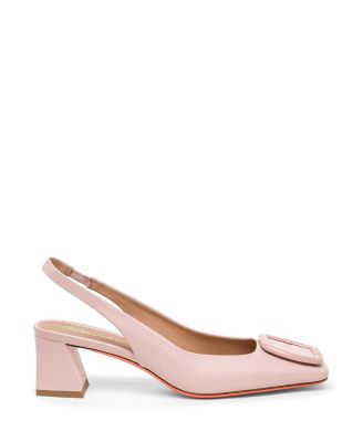  Women&#39;s Leather Mid-Heel Slingback