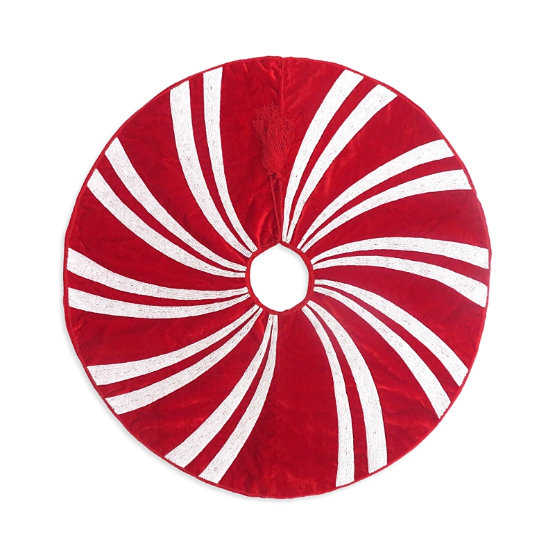 Sudha Pennathur Candy Cane Tree Skirt, 36 In Red