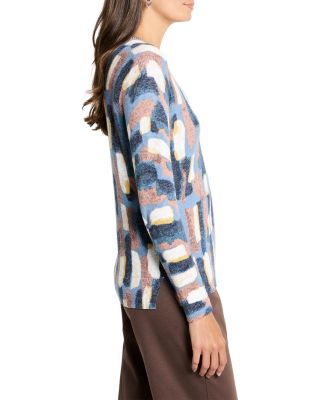 Brushstroke Waffle V Neck Sweater