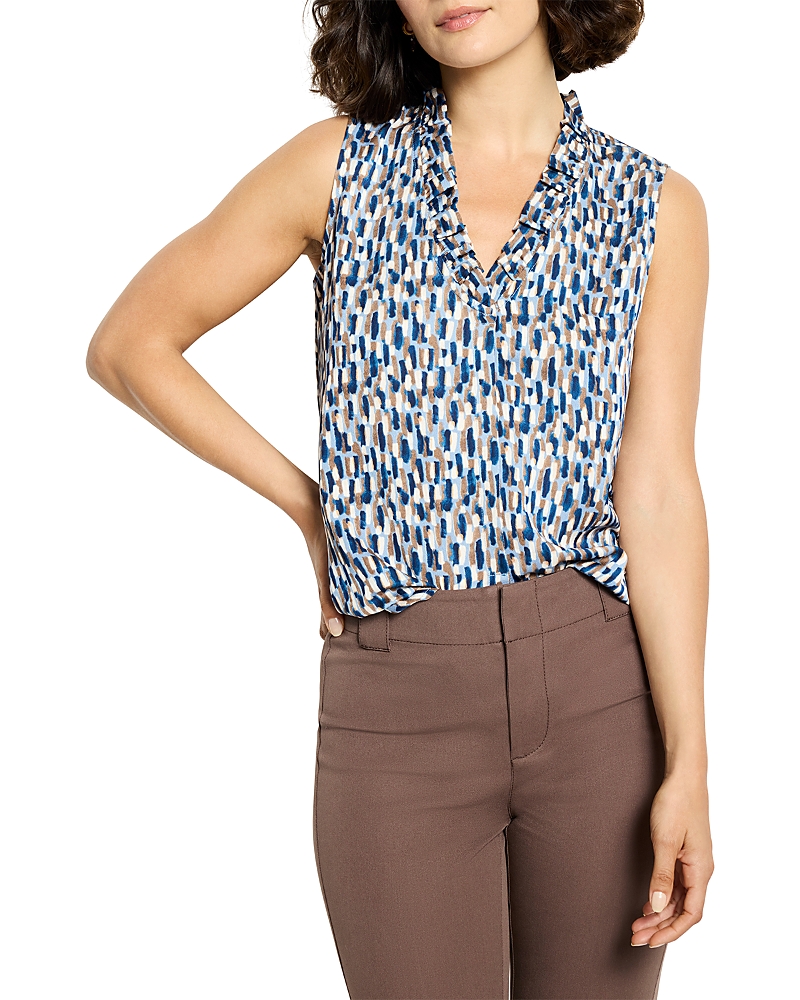 Nic + Zoe Nic+zoe Brushstrokes Ruffle Sleeveless Top In Multi