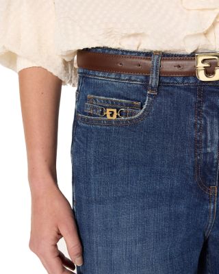 Corine High Rise Slim Flare Leg Jeans in Blue