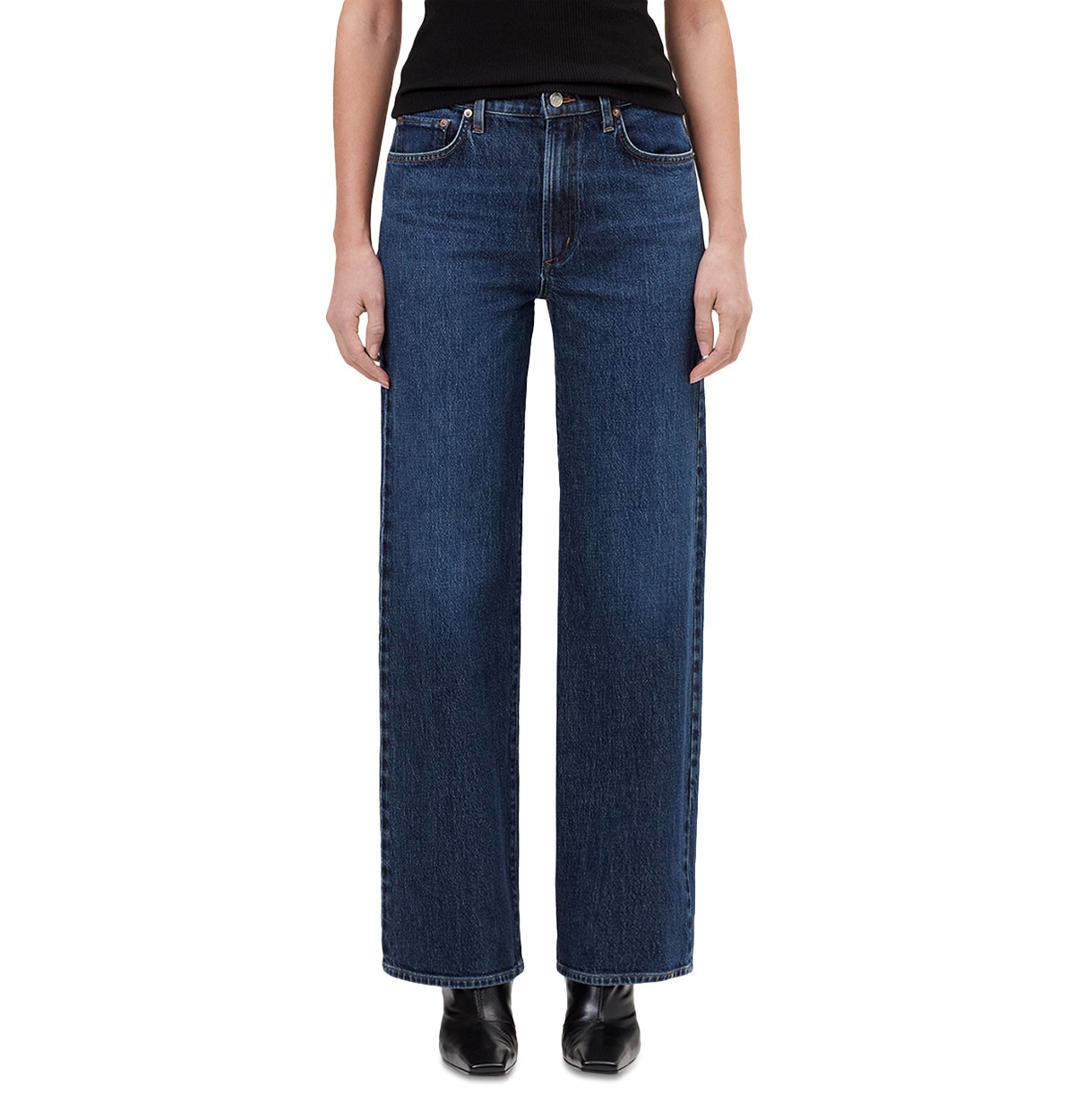 Harper Mid Rise Relaxed Straight Jeans in Echo