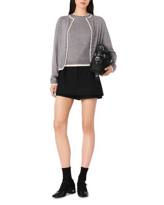 Wool Cardigan with Rhinestones