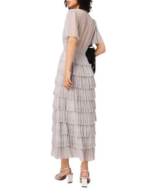 Metallic Ruffled Midi Dress