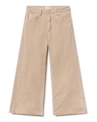 Lyra Wide Leg Cropped Jeans in Pale Stone