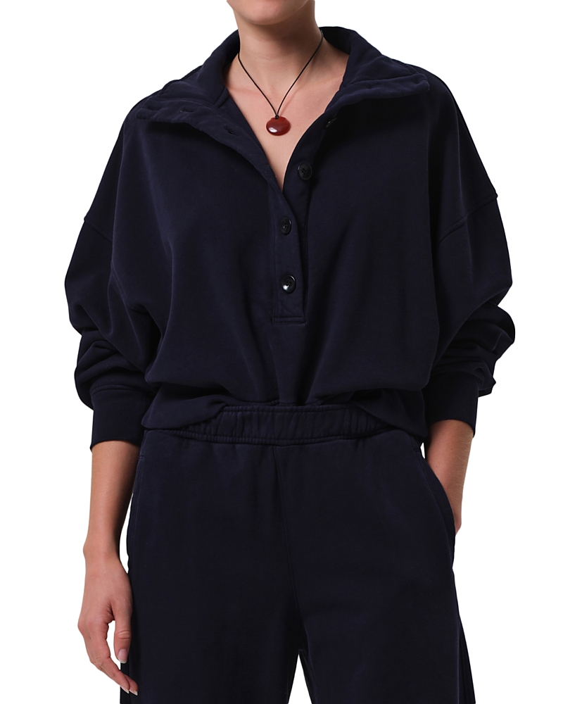 Citizen Of Humanity Citizens Of Humanity Mirelle Oversize Henley Sweatshirt In Blue
