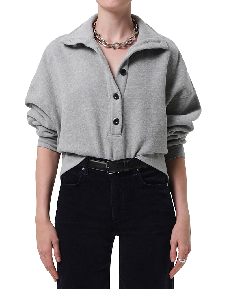Citizen Of Humanity Citizens Of Humanity Mirelle Funnel Neck Cotton Blend Sweatshirt In Gray