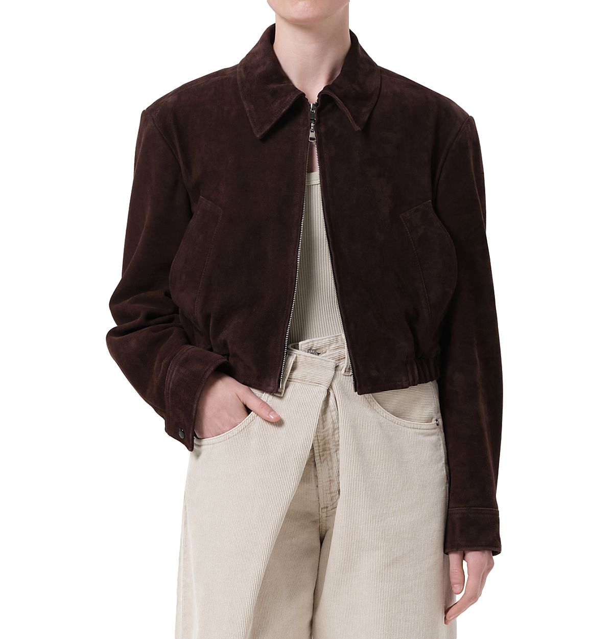 Agolde Nahla Suede Cropped Jacket
