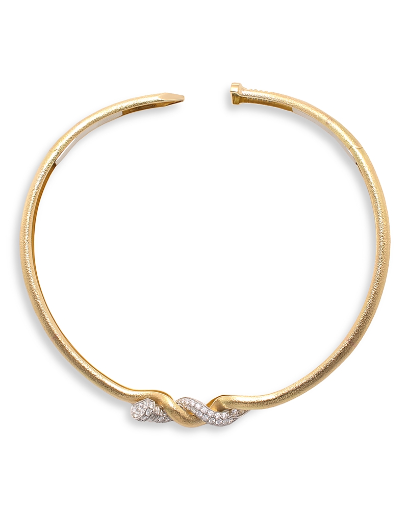 David Webb Diamond Nail Collar In 18k Yellow Gold & Platinum In Gold