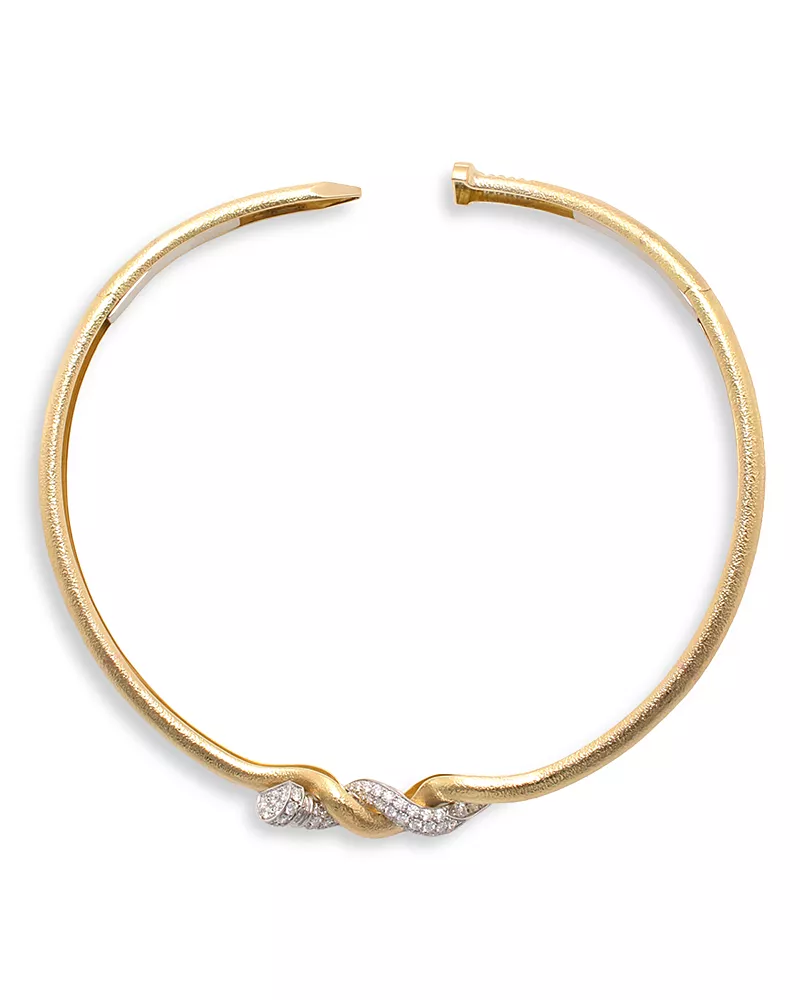 David Webb Diamond Nail Collar in 18K Yellow Gold & Platinum