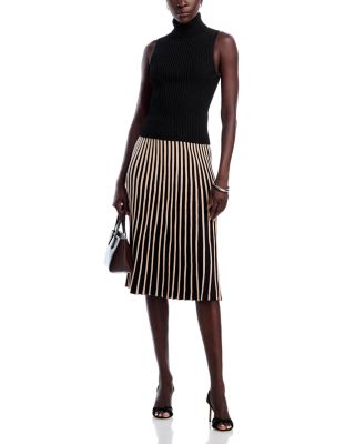 Pull On Midi Bi Color Skirt