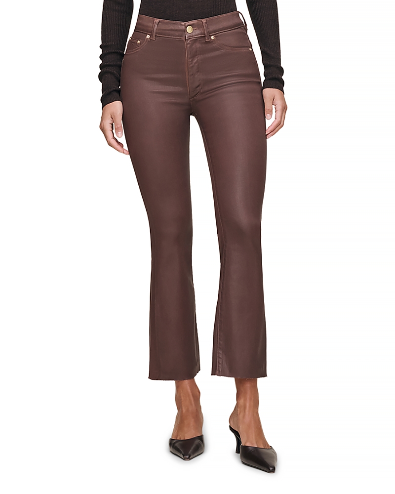 Dl1961 Bridget Boot High Rise Instasculpt Coated Crop Jeans In Toffee Coated In Brown
