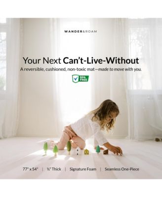  Reversible Baby PlayMat - Emerson Ikat + Jack Stripe Design – Soft, Non-Toxic Foam – Waterproof, Easy to Clean