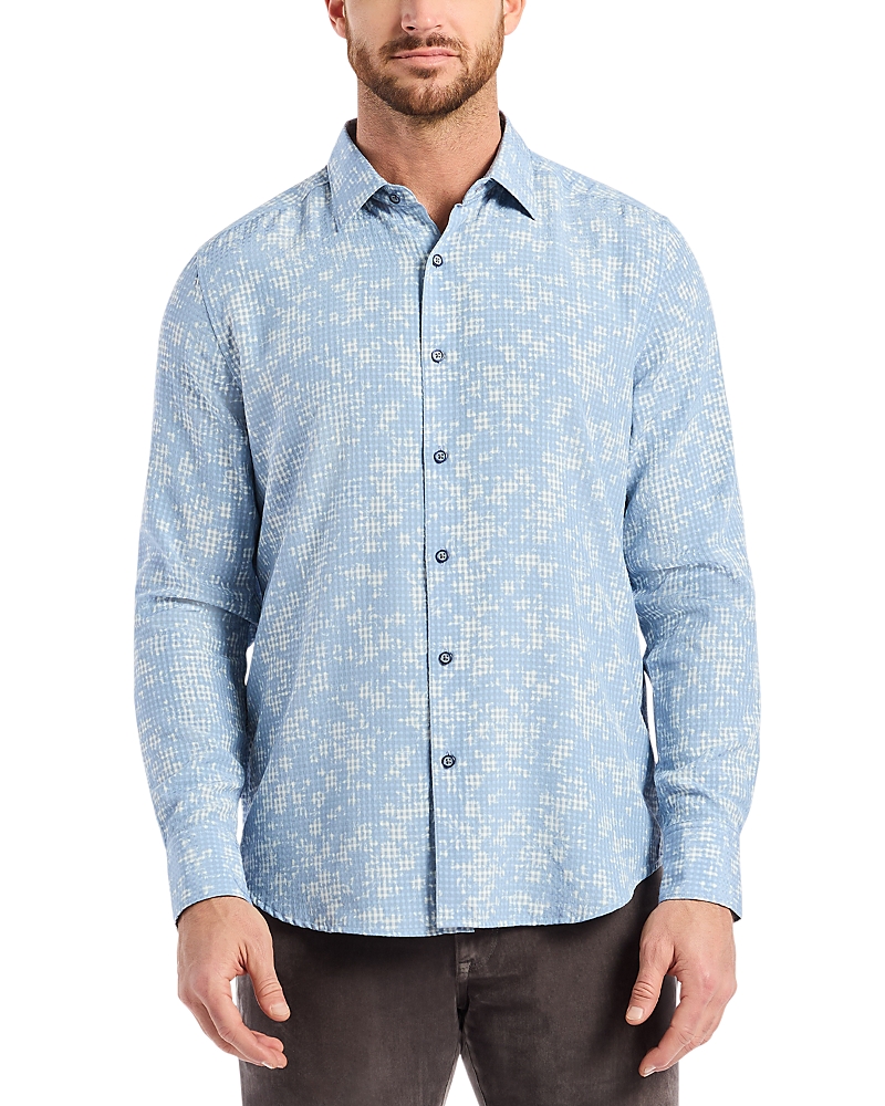 Robert Graham Angola Jacquard Micro Plaid Button-up Shirt In Blue