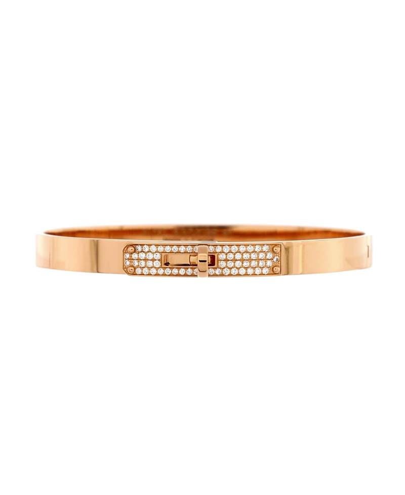 Pre-owned Pre-owned Hermes Hermes Small Kelly Bracelet 18k Rose Gold And Pave Diamonds In Pink