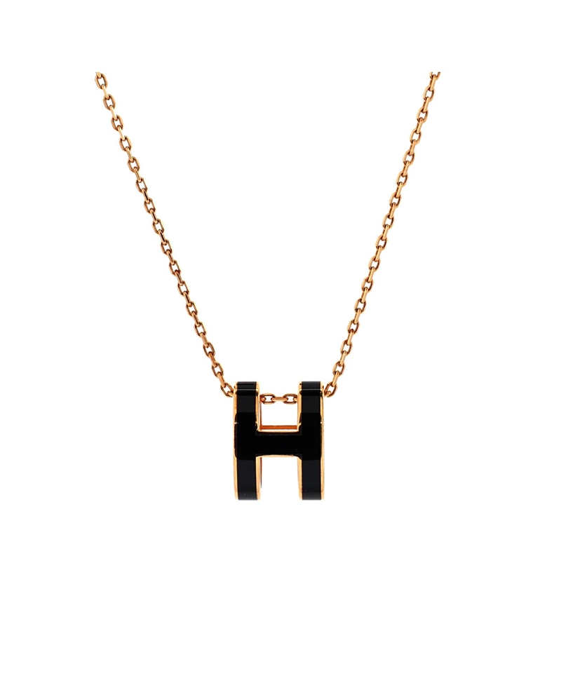 Pre-owned Pre-owned Hermes Hermes Pop H Pendant Chain Necklace Metal And Enamel In Silver
