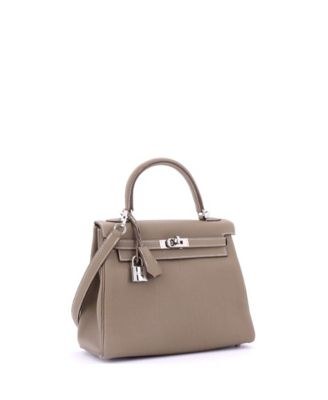 Kelly 25 Handbag Grey Togo with Palladium Hardware
