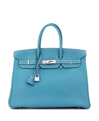 Pre-Owned HERMÈS - Birkin 35 Handbag Blue Togo with Palladium Hardware
