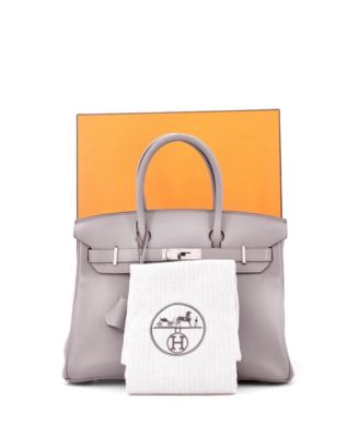 Birkin 30 Handbag Grey Novillo with Palladium Hardware