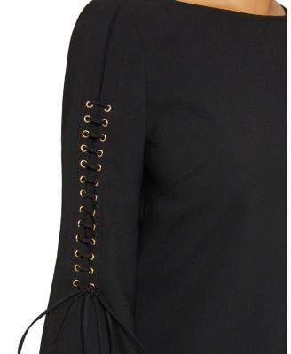 Aries Long Sleeve Shift Dress with Grommet Detail