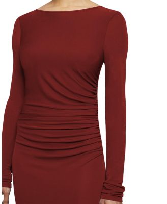 Abby Long Sleeve with Side Ruching in Fluid Jersey Maxi Dress
