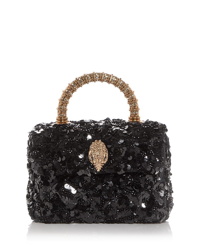Kurt Geiger Mini Kensington Sequin Top Handle Bag In Gray