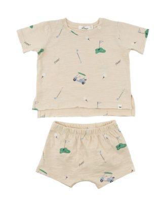 Boys' Golf Print Slub Raw Edge Slub Tee and Short Set - Baby, Little Kid