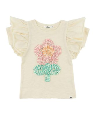 Girls' Cabana Ruffle Daisy Applique Butterfly Tee - Baby, Little Kid
