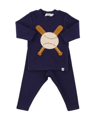 oh baby! - Boys' Terry Baseball Applique Two Piece Set - Baby