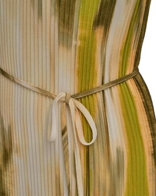 Sleeveless Mock Neck Pleated Midi Dress