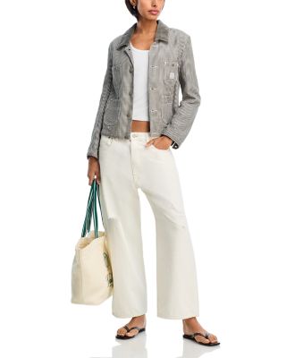 Georgia High Rise Cropped Wide Leg Jeans in Vintage Cream White