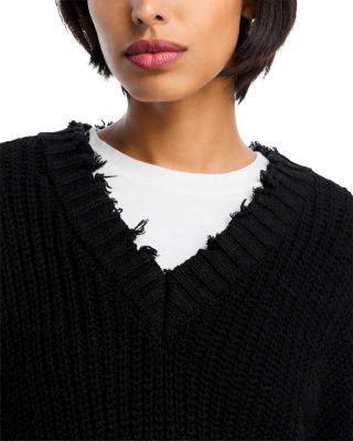 Distressed V Neck Sweater
