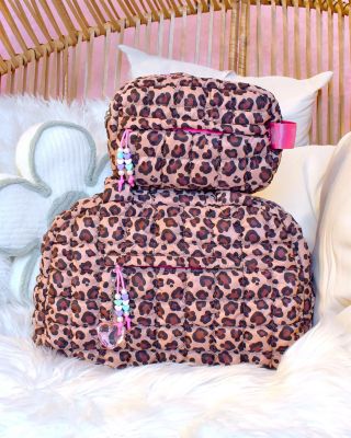 Leopard Print Scrunch Duffle With Charm