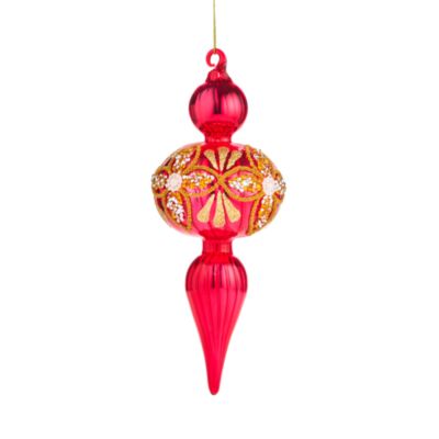 Glass Red Finial Ornament - Exclusive