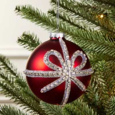 Bow Ball Red Ornament - Exclusive